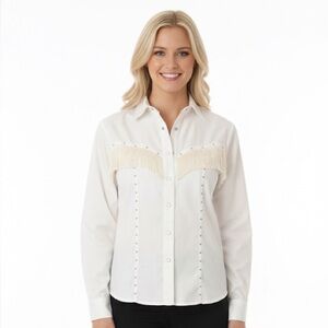 Adobe Rose size large white country western shirt